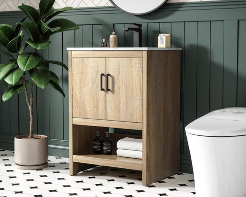 Elegant Lighting Ira Vanity Cabinet 2Dr W24 Inch xD19 Inch xH34 Inch MW in Mango Wood Finish Model: VF25224MW