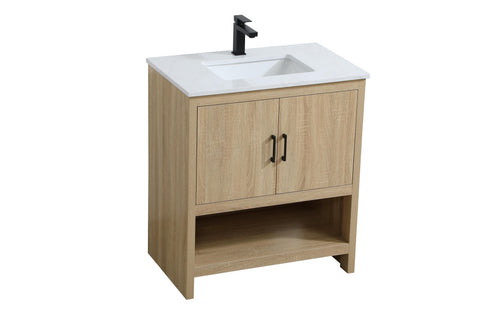 Elegant Lighting Ira Vanity Cabinet 2Dr W30 Inch x D19 Inch x H34 Inch MW in Mango Wood Finish Model: VF25230MW