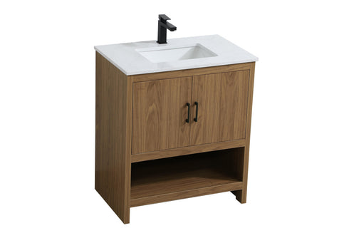 Elegant Lighting Ira Vanity Cabinet 2Dr W30 Inch x D19 Inch x H34 Inch WB in Walnut Brown Finish Model: VF25230WB