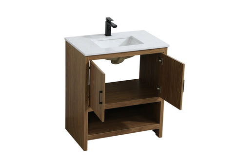 Elegant Lighting Ira Vanity Cabinet 2Dr W30 Inch x D19 Inch x H34 Inch WB in Walnut Brown Finish Model: VF25230WB