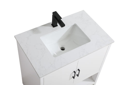 Elegant Lighting Ira Vanity Cabinet 2Dr W30 Inch x D19 Inch x H34 Inch WH in White Finish Model: VF25230MWH