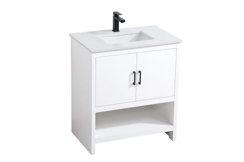 Elegant Lighting Ira Vanity Cabinet 2Dr W30 Inch x D19 Inch x H34 Inch WH in White Finish Model: VF25230MWH