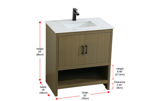 Elegant Lighting Ira Vanity Cabinet 2Dr W30 Inch xD19 Inch xH34 Inch in Chestnut Brown Model: VF25230MCB