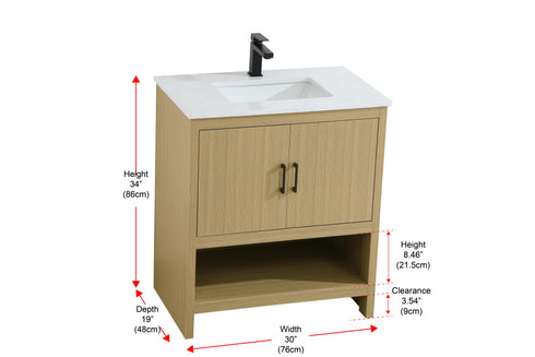 Elegant Lighting Ira Vanity Cabinet 2Dr W30 Inch xD19 Inch xH34 Inch in Honey Brown Model: VF25230MHB
