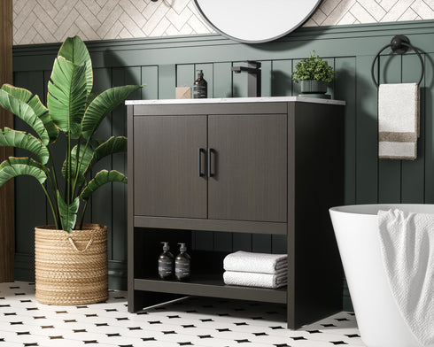 Elegant Lighting Ira Vanity Cabinet 2Dr W30 Inch xD19 Inch xH34 Inch in Mocha Brown Model: VF25230MMB
