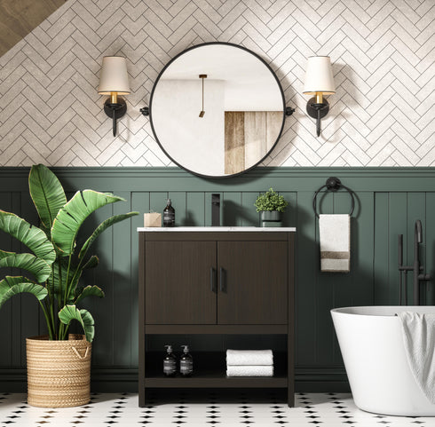 Elegant Lighting Ira Vanity Cabinet 2Dr W30 Inch xD19 Inch xH34 Inch in Mocha Brown Model: VF25230MMB