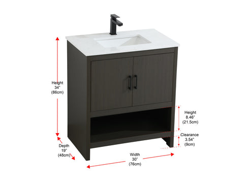 Elegant Lighting Ira Vanity Cabinet 2Dr W30 Inch xD19 Inch xH34 Inch in Mocha Brown Model: VF25230MMB