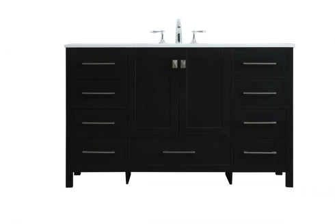 Elegant Lighting Irene 54 Inch Single Bathroom Vanity in Black Model: VF18854BK