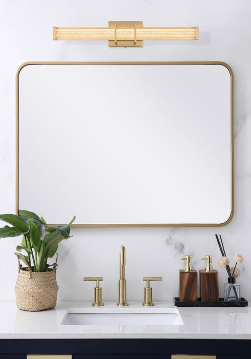 Elegant Lighting Ivaan 1 Light Wall Sconce L24 Inch E4.5 Inch H4.3 Inch LED 14 Watt 3CCT in Satin Gold Model: LD302W24SG