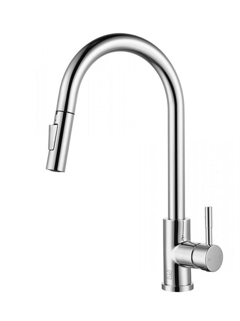 Elegant Lighting Jack Single Handle Pull Down Sprayer Kitchen Faucet in Brushed Gold Model: FAK-302BGD
