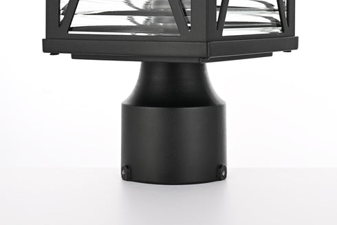 Elegant Lighting Jada 16 inch Outdoor Post light in Black in Black and Clear Finish Model: OD607P16BK