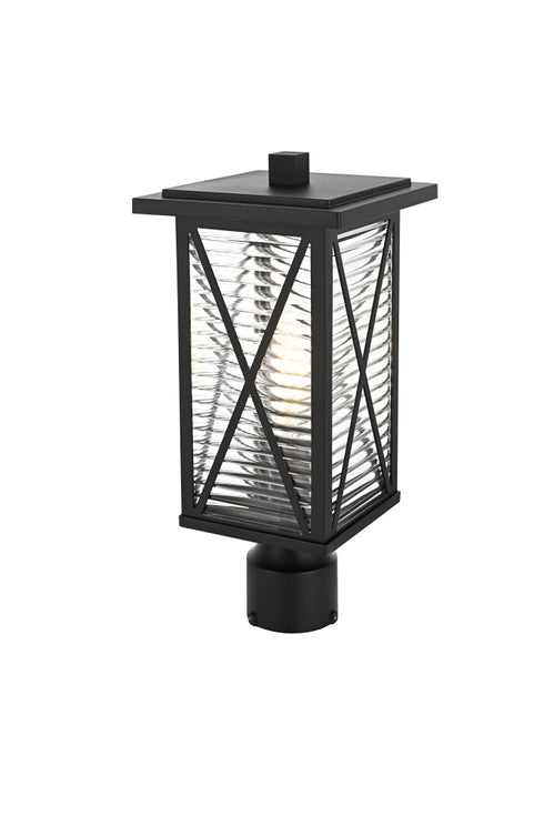 Elegant Lighting Jada 16 inch Outdoor Post light in Black in Black and Clear Finish Model: OD607P16BK