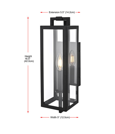 Elegant Lighting Jairo 1 Light Wall Sconce W5 Inch xH16.5 Inch xE6 Inch in Black Model: OD809W17BK