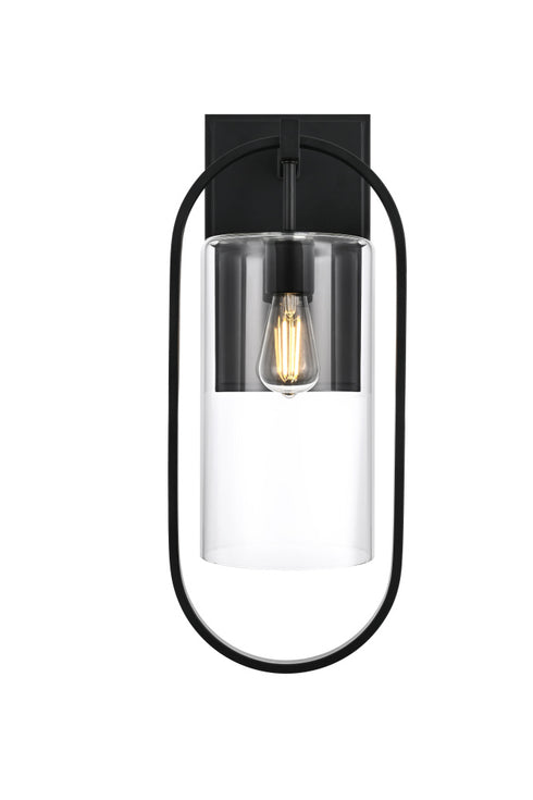 Elegant Lighting Jaxson 1 Light Wall Sconce W10 Inch xH24 Inch xE10 Inch in Black Model: OD811W24BK