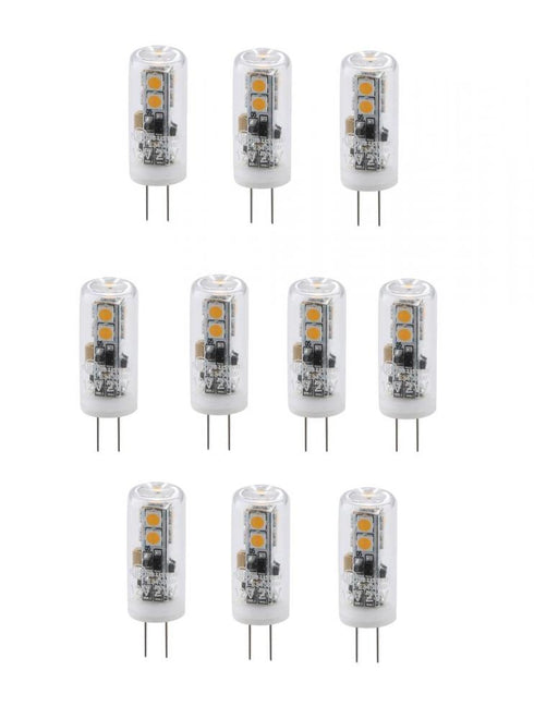 Elegant Lighting Jlyn LED G4 light bulb 3000K 330 degree CRI80 UL 2W 25 Watt EQUIVALENT 25000HRS in Clear Finish Model: G4-2-30-10PK