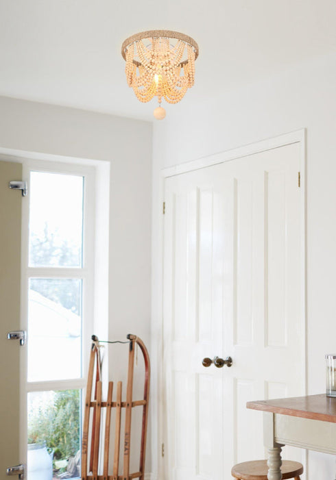 Elegant Lighting Jolie 3 Light Flush Mount D12 Inch H14 Inch in Beige Model: LD306F12BG