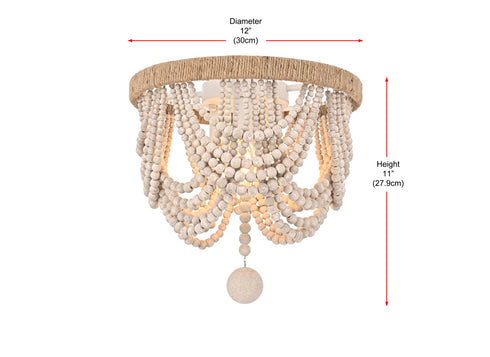 Elegant Lighting Jolie 3 Light Flush Mount D12 Inch H14 Inch White in Antique white Finish Model: LD306F12WH