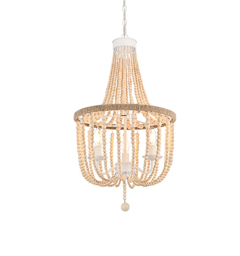Elegant Lighting Jolie 3 Light Pendant D16 Inch H47 Inch in Beige Model: LD306D16BG