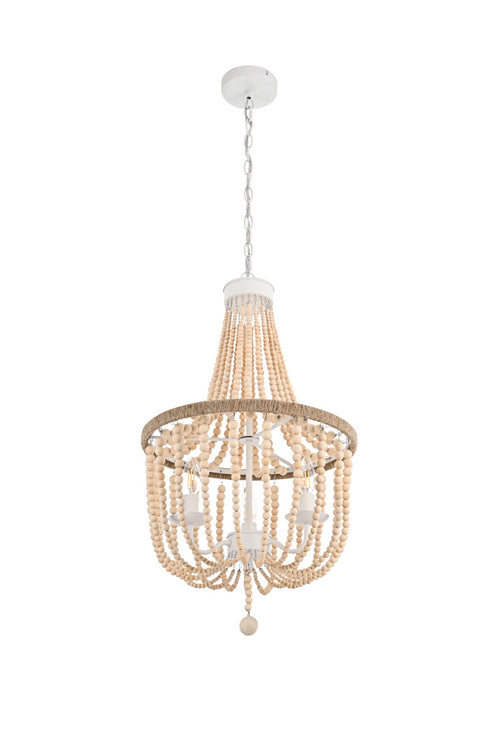 Elegant Lighting Jolie 3 Light Pendant D16 Inch H47 Inch in Beige Model: LD306D16BG