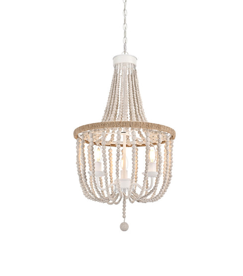 Elegant Lighting Jolie 3 Light Pendant D16 Inch H47 Inch White in Antique white Finish Model: LD306D16WH