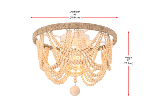 Elegant Lighting Jolie 4 Light Flush Mount D16 Inch H14 Inch in Beige Model: LD306F16BG