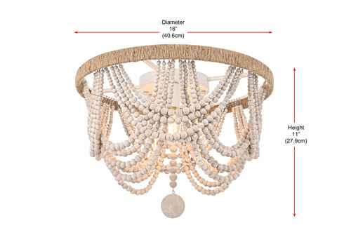 Elegant Lighting Jolie 4 Light Flush Mount D16 Inch H14 Inch White in Antique white Finish Model: LD306F16WH