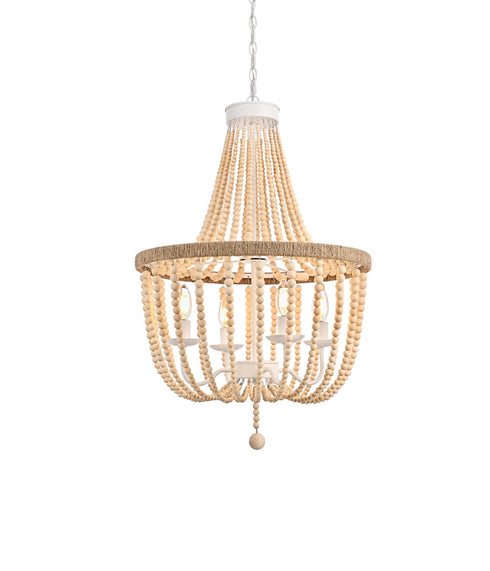 Elegant Lighting Jolie 4 Light Pendant D20 Inch H47 Inch in Beige Model: LD306D20BG