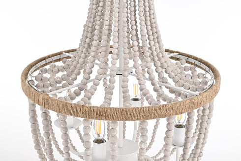 Elegant Lighting Jolie 4 Light Pendant D20 Inch H47 Inch White in Antique white Finish Model: LD306D20WH
