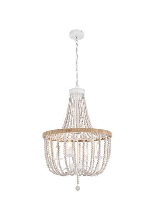Elegant Lighting Jolie 4 Light Pendant D20 Inch H47 Inch White in Antique white Finish Model: LD306D20WH