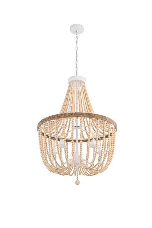 Elegant Lighting Jolie 5 Light Pendant D24 Inch H47 Inch in Beige Model: LD306D24BG
