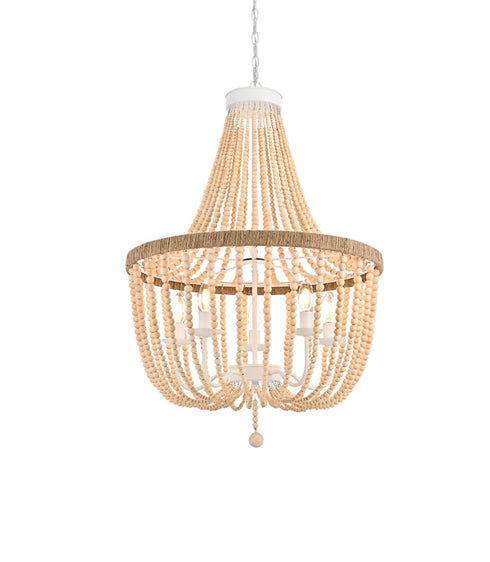 Elegant Lighting Jolie 5 Light Pendant D24 Inch H47 Inch in Beige Model: LD306D24BG
