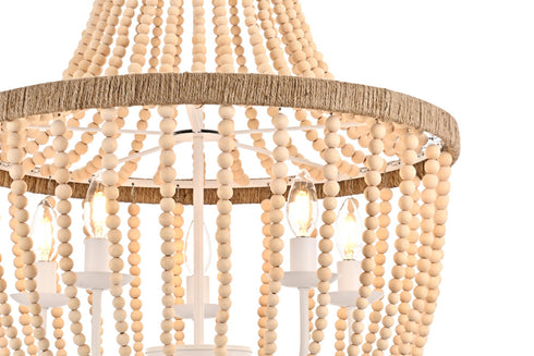 Elegant Lighting Jolie 5 Light Pendant D24 Inch H47 Inch in Beige Model: LD306D24BG