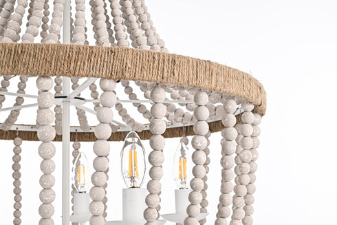 Elegant Lighting Jolie 5 Light Pendant D24 Inch H47 Inch White in Antique white Finish Model: LD306D24WH