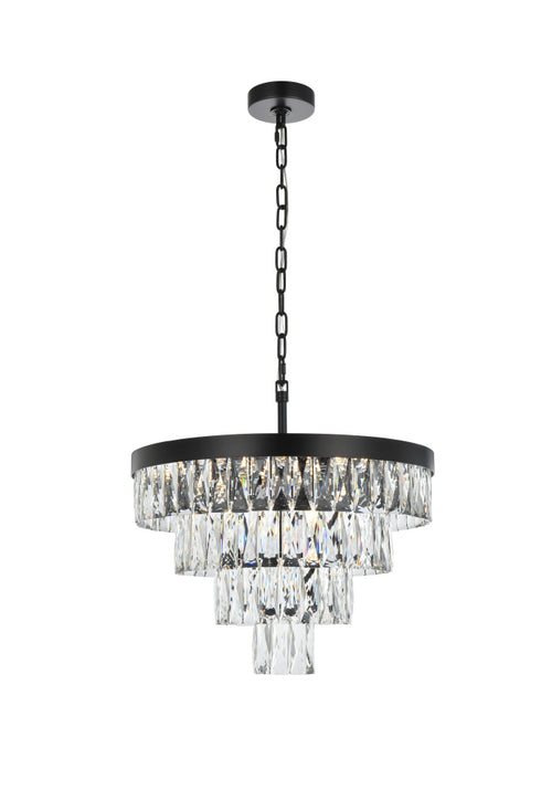 Elegant Lighting Josephine 10 Light Pendant D20 Inch H14 Inch L10 Black in Black and Clear Finish Model: 1060D20BK