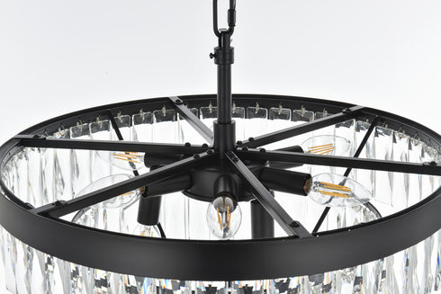 Elegant Lighting Josephine 10 Light Pendant D20 Inch H14 Inch L10 Black in Black and Clear Finish Model: 1060D20BK