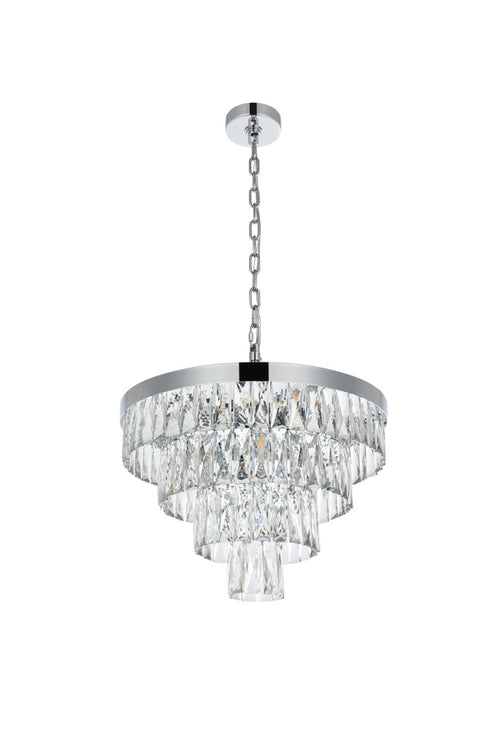 Elegant Lighting Josephine 10 Light Pendant D20 Inch H14 Inch L10 Chrome in Chrome and Clear Finish Model: 1060D20C
