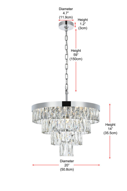 Elegant Lighting Josephine 10 Light Pendant D20 Inch H14 Inch L10 Chrome in Chrome and Clear Finish Model: 1060D20C