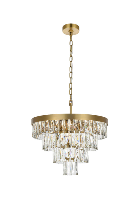Elegant Lighting Josephine 10 Light Pendant D20 Inch H14 Inch L10 Satin Gold in Satin Gold and Clear Finish Model: 1060D20SG