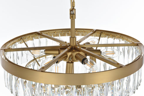 Elegant Lighting Josephine 10 Light Pendant D20 Inch H14 Inch L10 Satin Gold in Satin Gold and Clear Finish Model: 1060D20SG