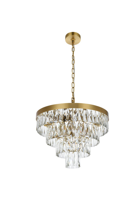Elegant Lighting Josephine 10 Light Pendant D20 Inch H14 Inch L10 Satin Gold in Satin Gold and Clear Finish Model: 1060D20SG