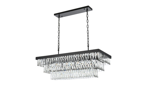 Elegant Lighting Josephine 12 Light Pendant L36 Inch W16 Inch 11.5 Inch L12 Black in Black and Clear Finish Model: 1060G36BK