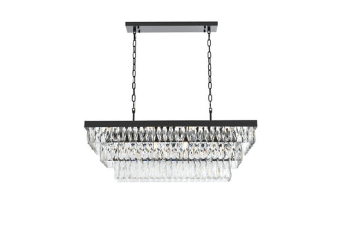 Elegant Lighting Josephine 12 Light Pendant L36 Inch W16 Inch 11.5 Inch L12 Black in Black and Clear Finish Model: 1060G36BK