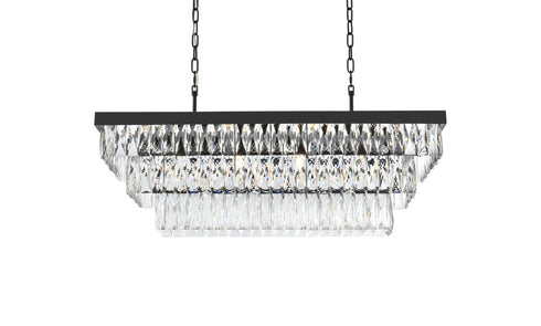 Elegant Lighting Josephine 12 Light Pendant L36 Inch W16 Inch 11.5 Inch L12 Black in Black and Clear Finish Model: 1060G36BK