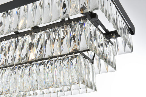 Elegant Lighting Josephine 12 Light Pendant L36 Inch W16 Inch 11.5 Inch L12 Black in Black and Clear Finish Model: 1060G36BK