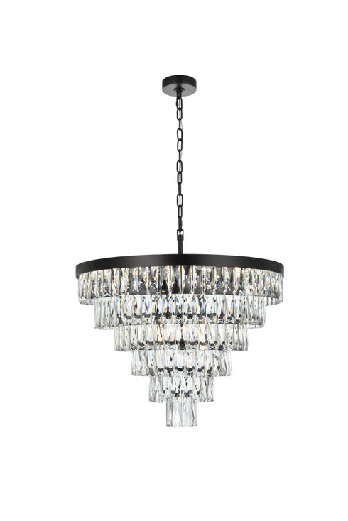 Elegant Lighting Josephine 13 Light Pendant D27.5 Inch H20.5 Inch L13 Black in Black and Clear Finish Model: 1060D27BK
