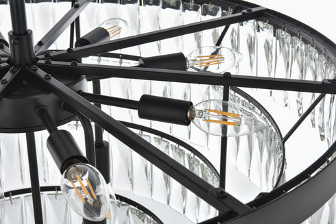 Elegant Lighting Josephine 13 Light Pendant D27.5 Inch H20.5 Inch L13 Black in Black and Clear Finish Model: 1060D27BK