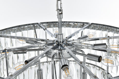 Elegant Lighting Josephine 13 Light Pendant D27.5 Inch H20.5 Inch L13 Chrome in Chrome and Clear Finish Model: 1060D27C
