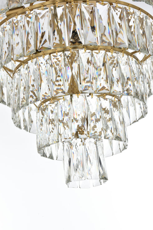 Elegant Lighting Josephine 13 Light Pendant D27.5 Inch H20.5 Inch L13 Satin Gold in Satin Gold and Clear Finish Model: 1060D27SG