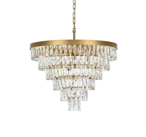 Elegant Lighting Josephine 13 Light Pendant D27.5 Inch H20.5 Inch L13 Satin Gold in Satin Gold and Clear Finish Model: 1060D27SG