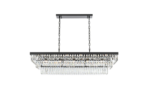 Elegant Lighting Josephine 17 Light Pendant L48 Inch W16 Inch 11.5 Inch L17 Black in Black and Clear Finish Model: 1060G48BK